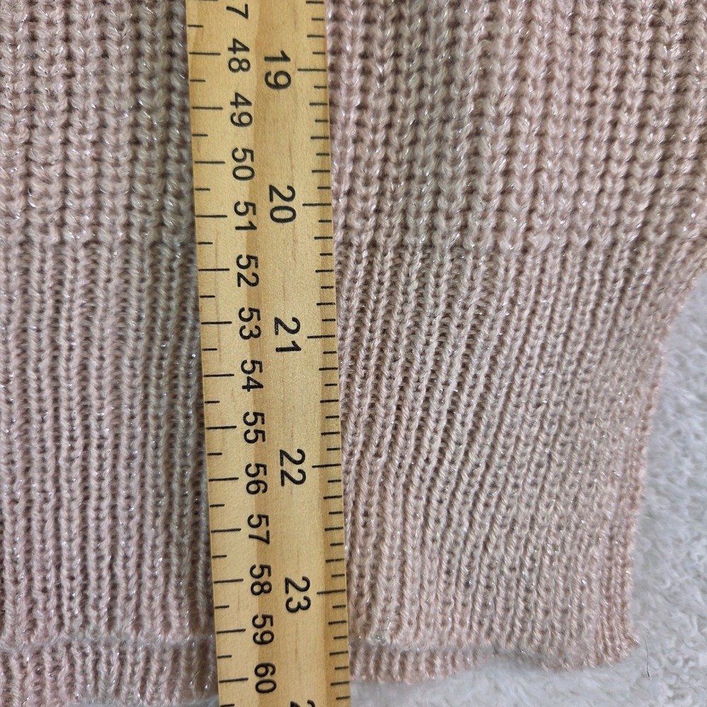 Moral Fiber Womens Blush Pink Metallic Shimmer V-Neck Ribbed Knit Sweater Small - Picture 6 of 8